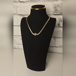 Vintage Christian Dior Gold Snake Chain Necklace w/ Amethyst Crystal – Signed